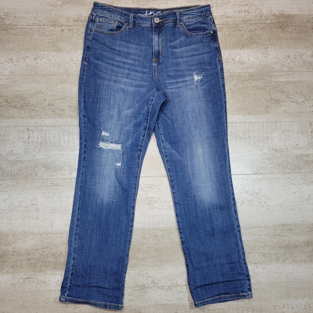 INC Straight Leg Cropped Distressed Jeans Size 12